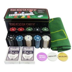  - Настільна гра Набір для гри в покер в металевій коробці 200 Фішок (Texas Hold'Em Poker Set)