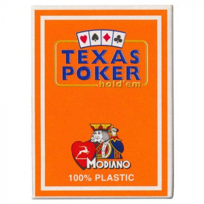 Гральні Карти Modiano Texas Poker 100% Plastic 2 Jumbo Index Orange
