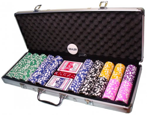 Набор для игры в покер в металлическом кейсе 500 фишек (Poker)