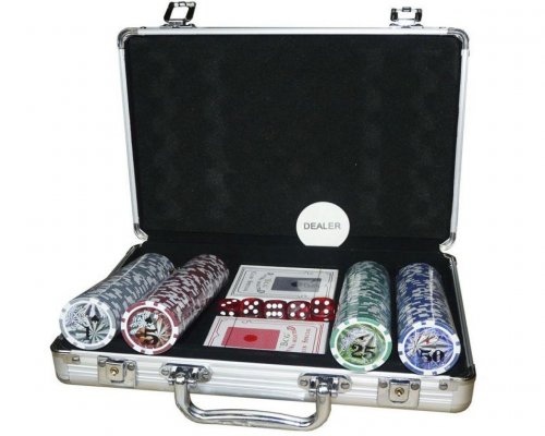 Настільна гра Набір для гри в Покер в металевому кейсі 200 Фішок з номіналом (Poker)