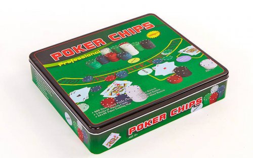 Настольная игра - Набор для игры в покер в металлической коробке 500 фишек (Poker)