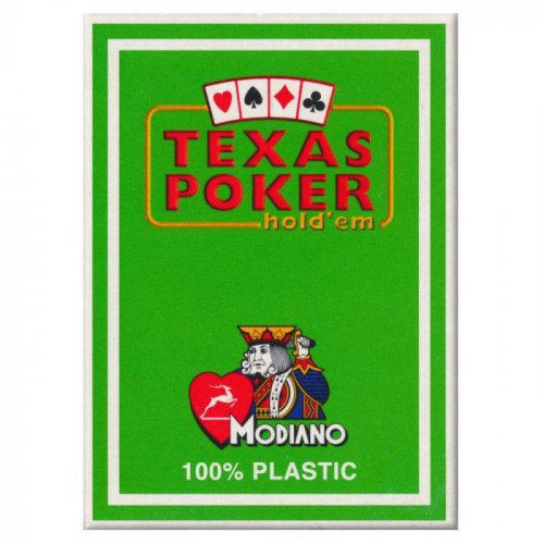 Игральные карты - Игральные Карты Modiano Texas Poker 100% Plastic 2 Jumbo Index Light Green
