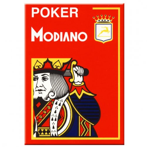 Игральные карты - Гральні Карти Modiano Poker 100% Plastic 4 Jumbo Index Red
