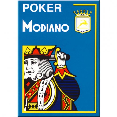 Игральные карты - Игральные Карты Modiano Poker 100% Plastic 4 Jumbo Index Light Blue
