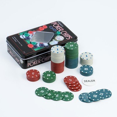 Настольная игра - Фішки для покеру 100 фішок з номіналом у металевій коробці (Poker Chips)