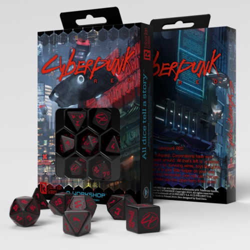 Аксессуары - Набор кубиков Cyberpunk RED RPG Dice Set Black&Red