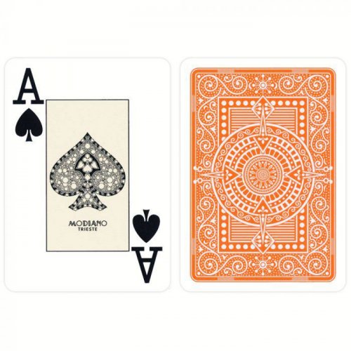 Игральные карты - Игральные Карты Modiano Texas Poker 100% Plastic 2 Jumbo Index Orange
