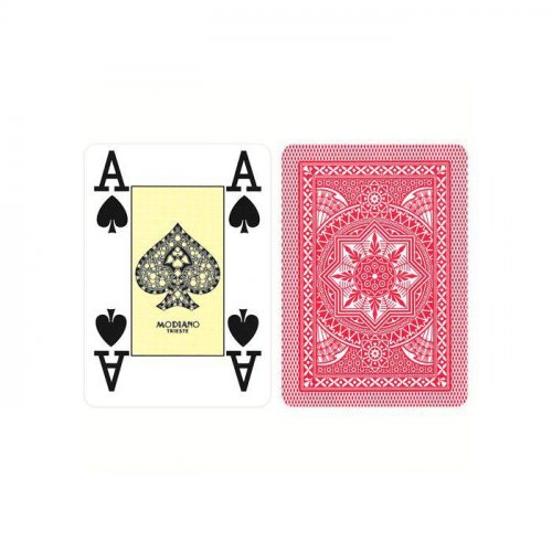 Игральные карты - Игральные Карты Modiano Poker 100% Plastic 4 Jumbo Index Red

