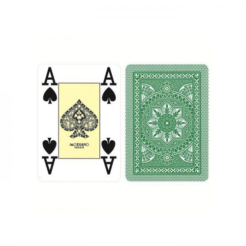 Игральные карты - Игральные Карты Modiano Poker 100% Plastic 4 Jumbo Index Dark Green

