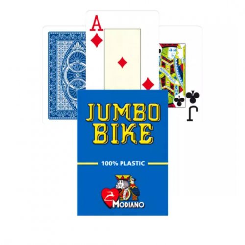 Игральные карты - Гральні Карти Modiano Poker Bike Trophy 100% Plastic 2 Jumbo Index Blue
