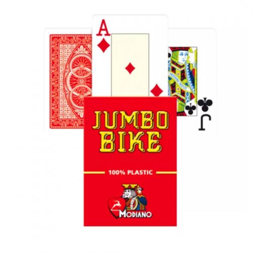 Игральные карты - Игральные Карты Modiano Poker Bike Trophy 100% Plastic 2 Jumbo Index Red
