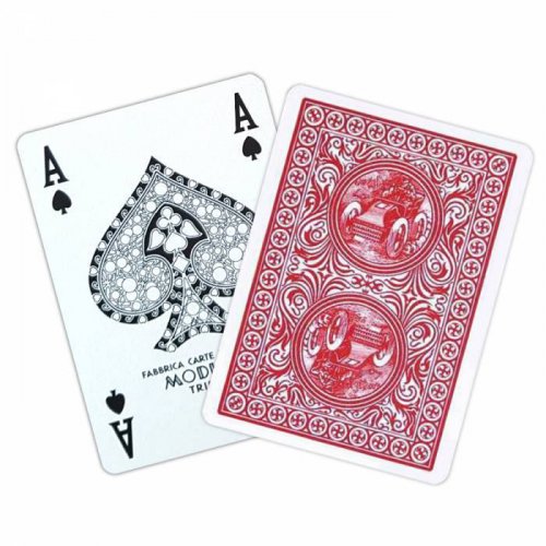 Игральные карты - Игральные Карты Modiano Poker Golden Trophy 100% Plastic 4 Regular Index Red
