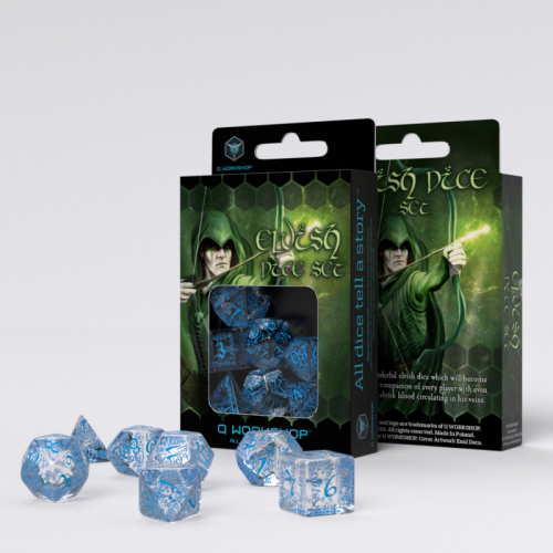 Аксессуары - Набор кубиков Elvish Translucent & Blue Dice Set
