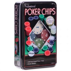  - Фишки для покера 100 фишек с номиналом в металлической коробке (Poker Chips)