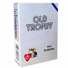 Игральные карты - Игральные Карты Modiano Poker Old Trophy Moto 100% Plastic 4 Regular Index Blue
