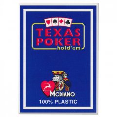  - Игральные Карты Modiano Texas Poker 100% Plastic 2 Jumbo Index Blue
