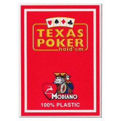  - Игральные Карты Modiano Texas Poker 100% Plastic 2 Jumbo Index Red
