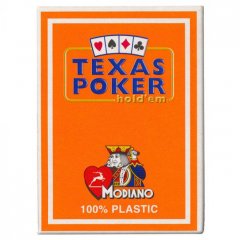 Игральные карты - Игральные Карты Modiano Texas Poker 100% Plastic 2 Jumbo Index Orange
