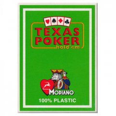 Игральные карты - Игральные Карты Modiano Texas Poker 100% Plastic 2 Jumbo Index Light Green

